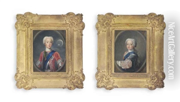 Prince Charles Edward Stuart (1720-1788), Known As Bonnie Prince Charlie Or The Young Pretender;  Henry Benedict Stuart, Cardinal York (1725-1807) (pair) Oil Painting - Antonio David