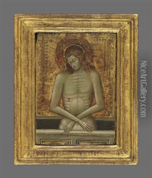 Christ As The Man Of Sorrows Oil Painting - Giovanni di Paolo
