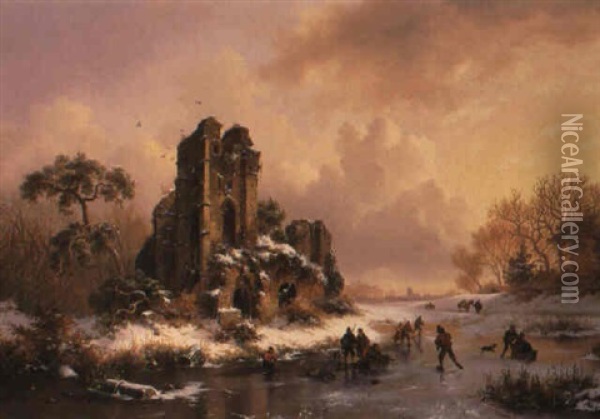 Winterabend Oil Painting - Frederik Marinus Kruseman