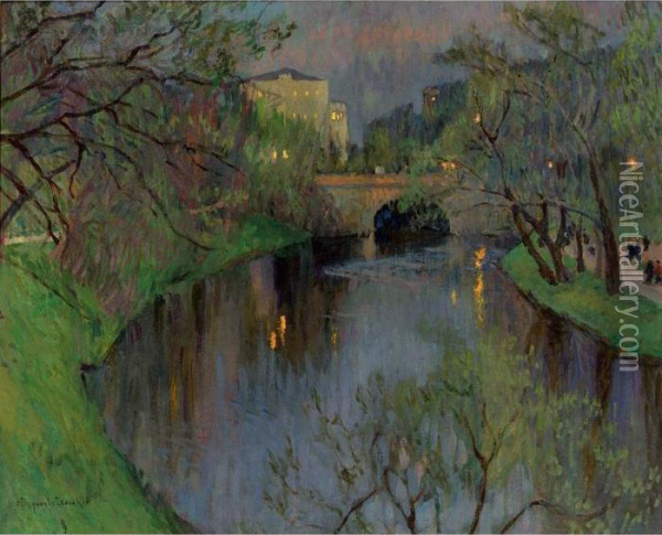 In The Park, Evening Oil Painting - Nikolai Petrovich Bogdanov-Belsky