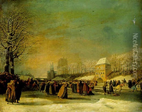 The Ice-skating Competition Oil Painting - Nicolas Baur