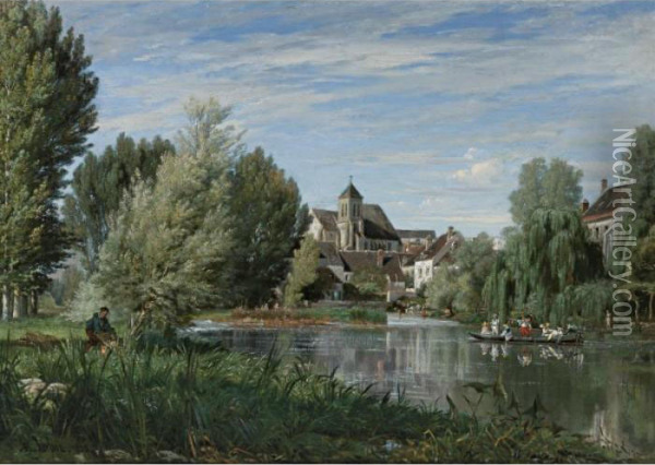 Sunday Afternoon On The River Oil Painting - Alexandre Rene Veron
