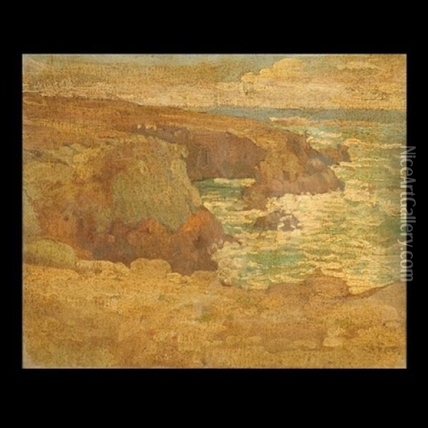 Rocks On The Coast Oil Painting - Charles Arthur Fries