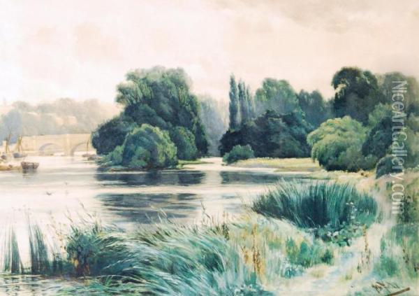 Richmond Bridge Oil Painting - John Fullwood