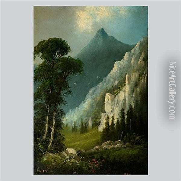 Indian Rock, Rocky Mountains Oil Painting - Edwin Deakin