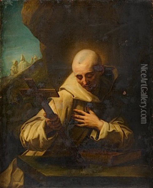 Saint Bruno Meditant Dans Une Caverne Oil Painting - Jean-baptiste Jouvenet