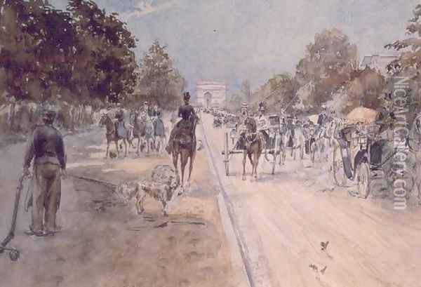 Carriages on the Champs Elysees Oil Painting - Georges Stein