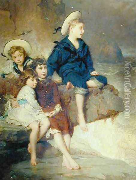 The Children of Sir Hussey Vivian BT Oil Painting - George Elgar Hicks