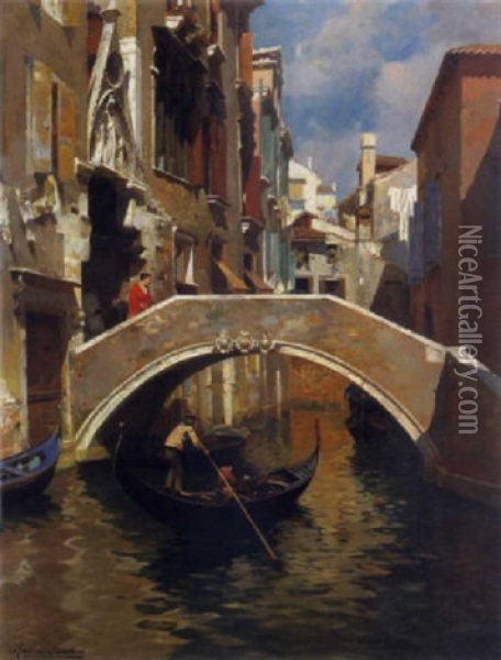 Partie Aus Venedig Oil Painting - Rubens Santoro