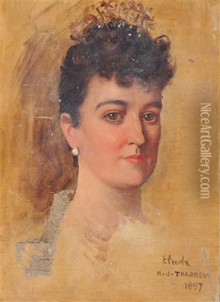 Portrait Of A Lady Oil Painting - Henry Jones Thaddeus