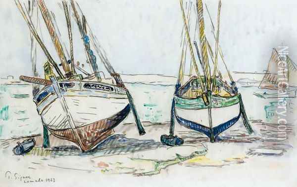 Fishing boats, Lomalo Oil Painting - Paul Signac