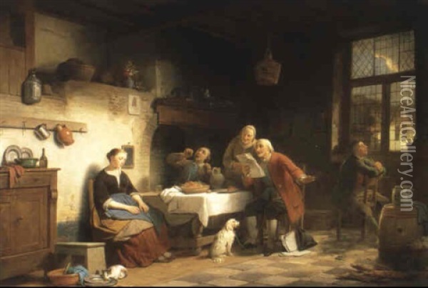 Interieur Avec Personnages Oil Painting - Ferdinand de Braekeleer the Elder