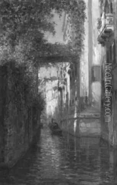 Venetian Canal View Oil Painting - Bernardo Hay