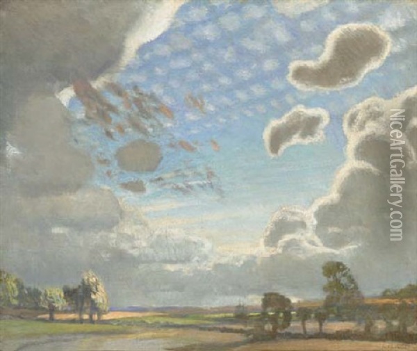 Storm Clouds Gathering Oil Painting - Sir George Clausen