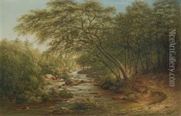 A Running Brook Oil Painting - Thomas Addison Richards