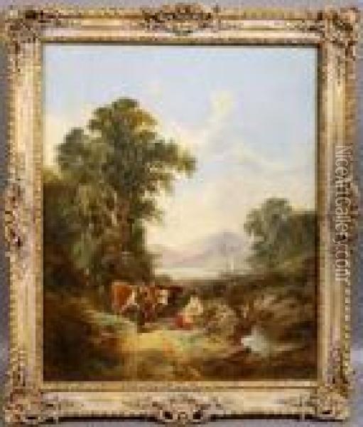 Man With Cows, O/c Oil Painting - Snr William Shayer