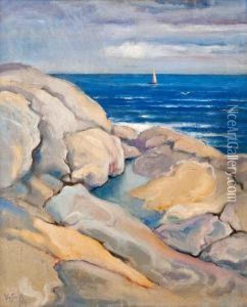 Rocks On The Shore Oil Painting - Venny Soldan-Brofelt