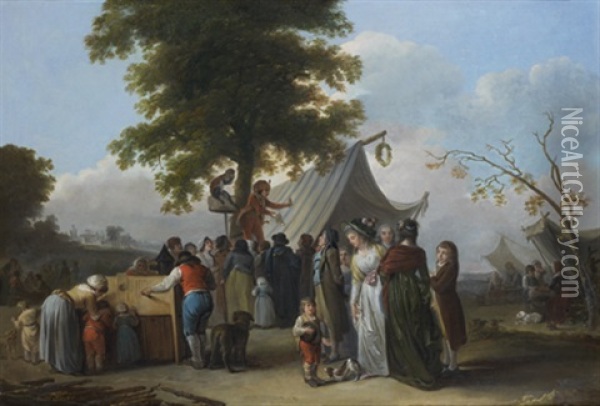 La Lanterne Magique Et Le Charlatan Dans Une Fete Villageoise Oil Painting - Nicolas-Louis-Albert Delerive