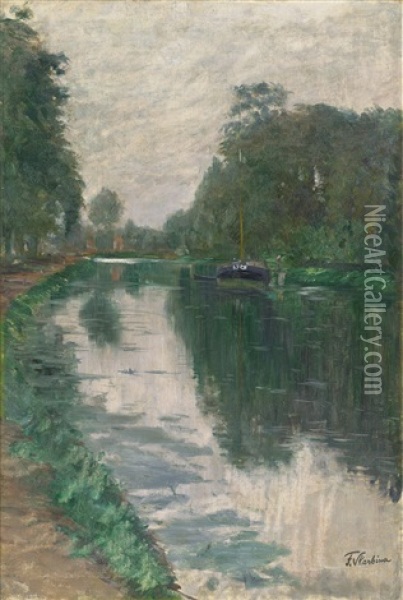 Flusslandschaft Oil Painting - Franz Skarbina