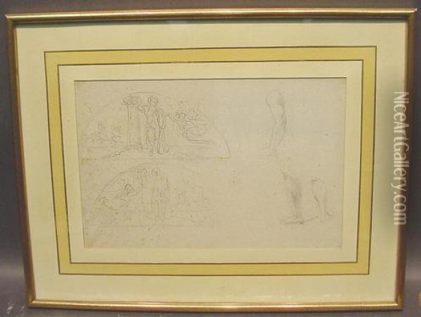 Etude Pour Des 'lunettes' Des 'peintures Pour L'hotel De Ville Deparis' Oil Painting - Eugene Delacroix