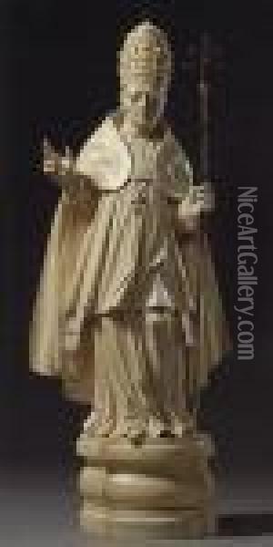Figure Of Pope Sylvester Oil Painting - Simon Troger