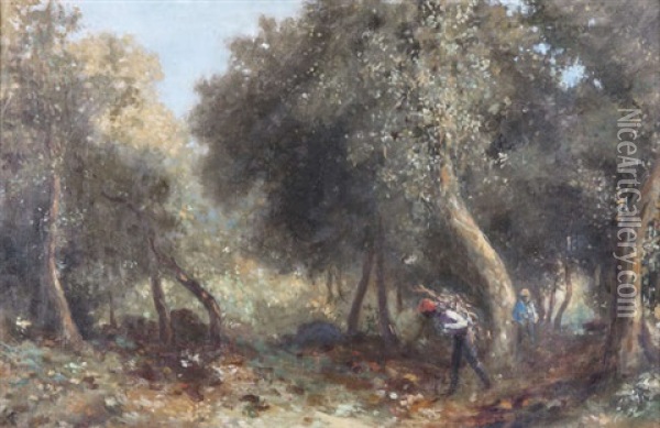 Gathering Sticks In The Wood Oil Painting - George Russell