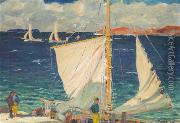 On The Coast Oil Painting - Jonas Lie