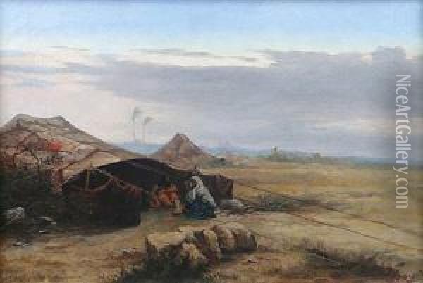Le Campement Arabe Oil Painting - Pericles Tsirigotis