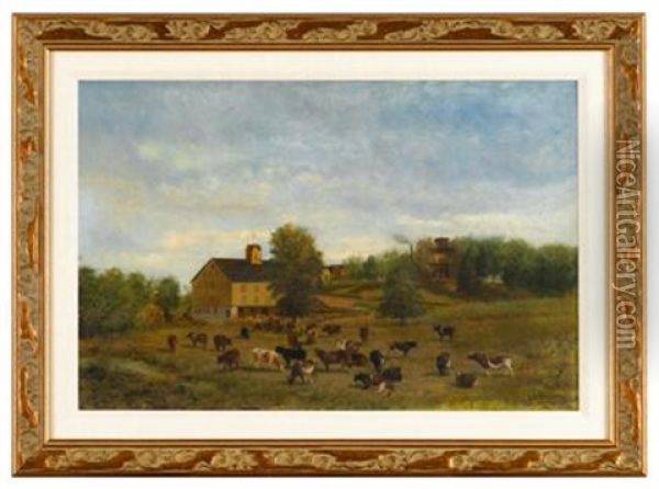 View Of J. Reston Thoma Dairy Farm, Swarthmore Area, Pennsylvania Oil Painting - Newbold Hough Trotter