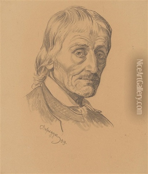A Portrait Study Of A Man Oil Painting - Franz Von Defregger