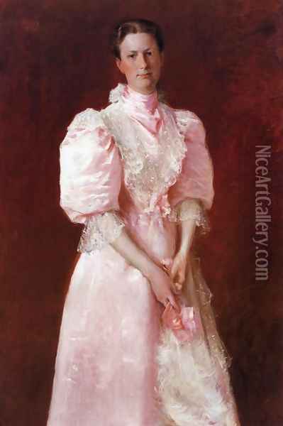 A Study in Pink Oil Painting - William Merritt Chase