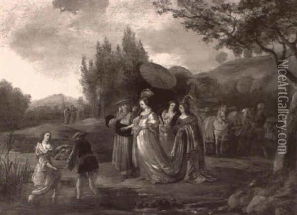 Moses Taken From The Nile Oil Painting - Gerbrand Van Den Eeckhout