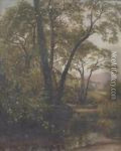Attributed To James Richard Marquis ,a Woodland Pool Oil Painting - James Richard Marquis