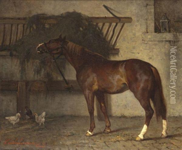 Cheval A L'ecurie Oil Painting - Christophe Cathelinaux
