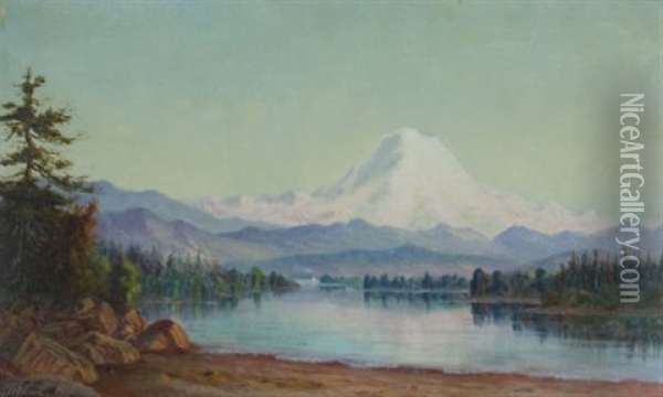 Mt. Tacoma From Lake Washington Oil Painting - Grafton Tyler Brown