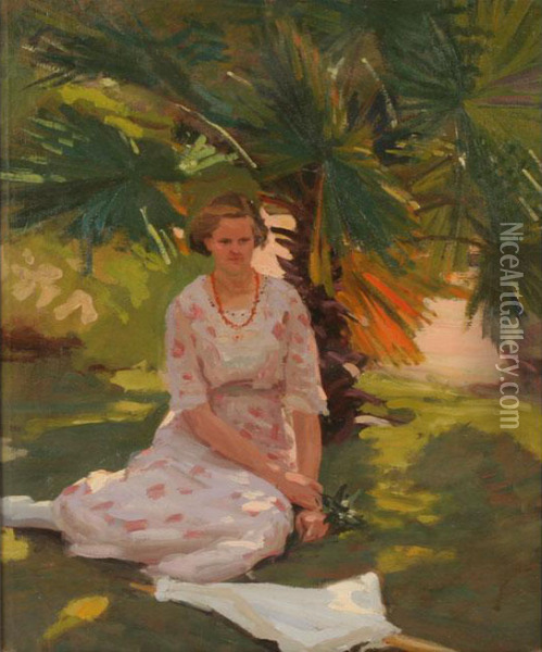 Young Female Seated Under A Tree Oil Painting - Paul Turner Sargent