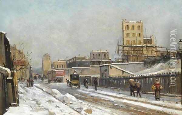The Outskirts Of Paris In Winter Time Oil Painting - Gustave Mascart