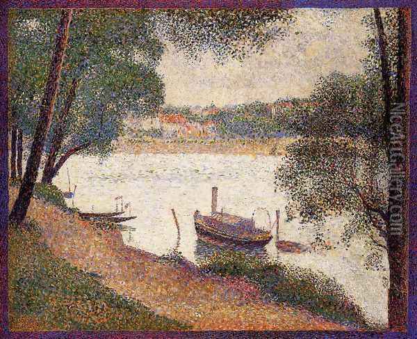 The Seine at La Grande Jatte in the Spring Oil Painting - Georges Seurat