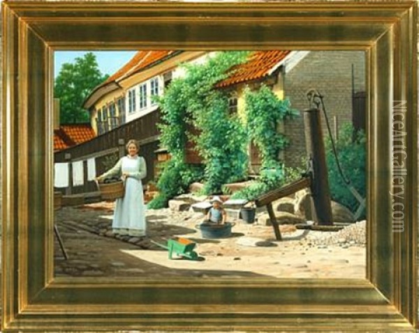 Fra En Gaard I Kalundborg Oil Painting - Christian Frederic Eckardt