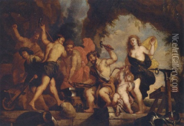 Venus And The Forge Of Vulcan Oil Painting - Erasmus Quellin