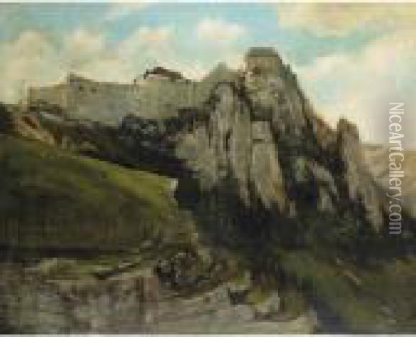 Le Fort De Joux [workshop Of 
Gustave Courbet ; Fort De Joux ; Oil On Canvas ; Bears Signature Lower 
Left ] Oil Painting - Gustave Courbet