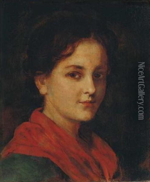 Portrait Of A Girl Oil Painting - Franz Von Defregger