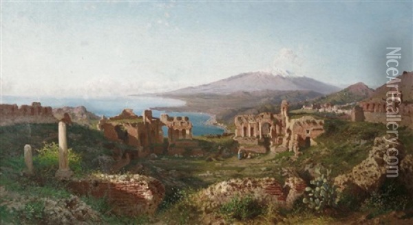 Taormina Oil Painting - Alessandro la Volpe