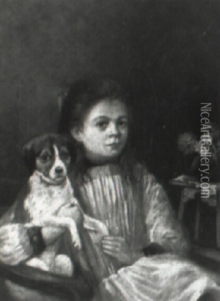 Meisje Met Hond Oil Painting - Bramine Hubrecht
