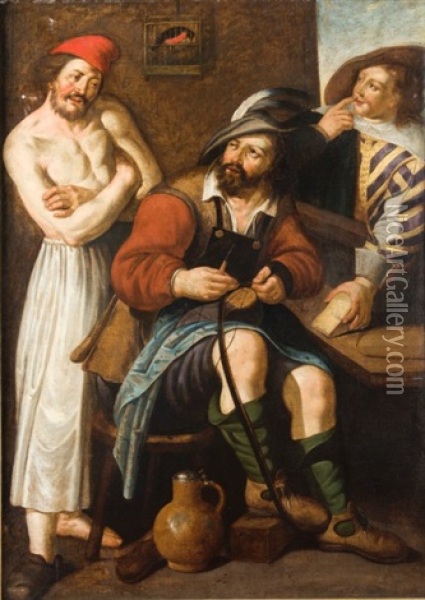 Un Savetier Oil Painting - Wouter-Pietersz Crabeth the Younger
