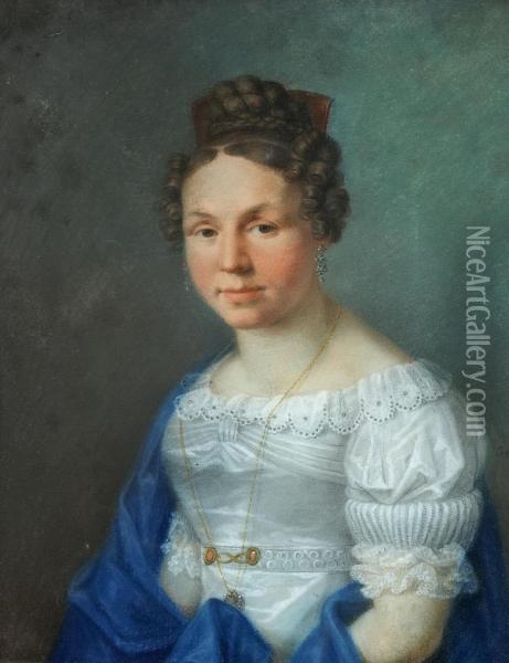 Bildnis Einer Dame Inweissem Kleid Oil Painting - Johann Lorenz Kreul