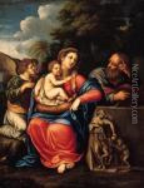 The Holy Family Oil Painting - Francesco Albani