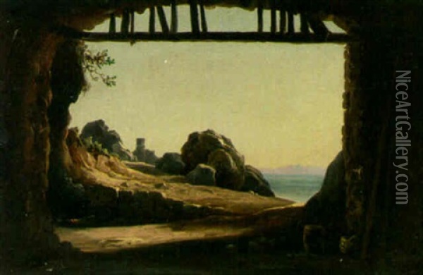 View From A Grotto Oil Painting - Giacinto Gigante
