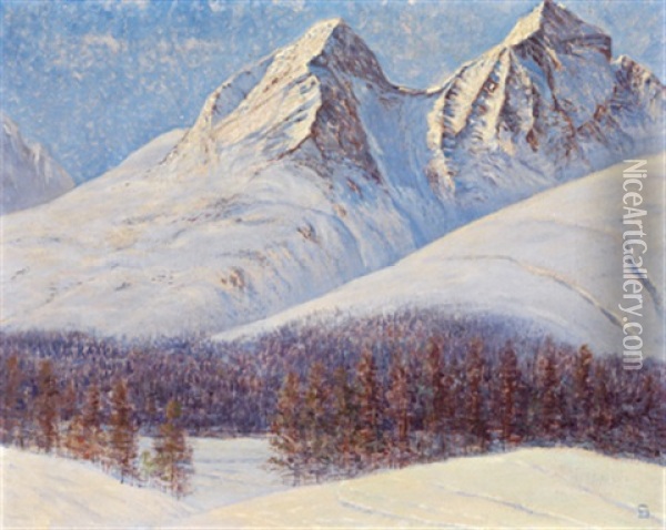 Winter Im Engadin Oil Painting - Johann-Georg Dreydorff