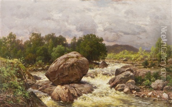 White Water Landscape Oil Painting - Magnus Hjalmar Munsterhjelm